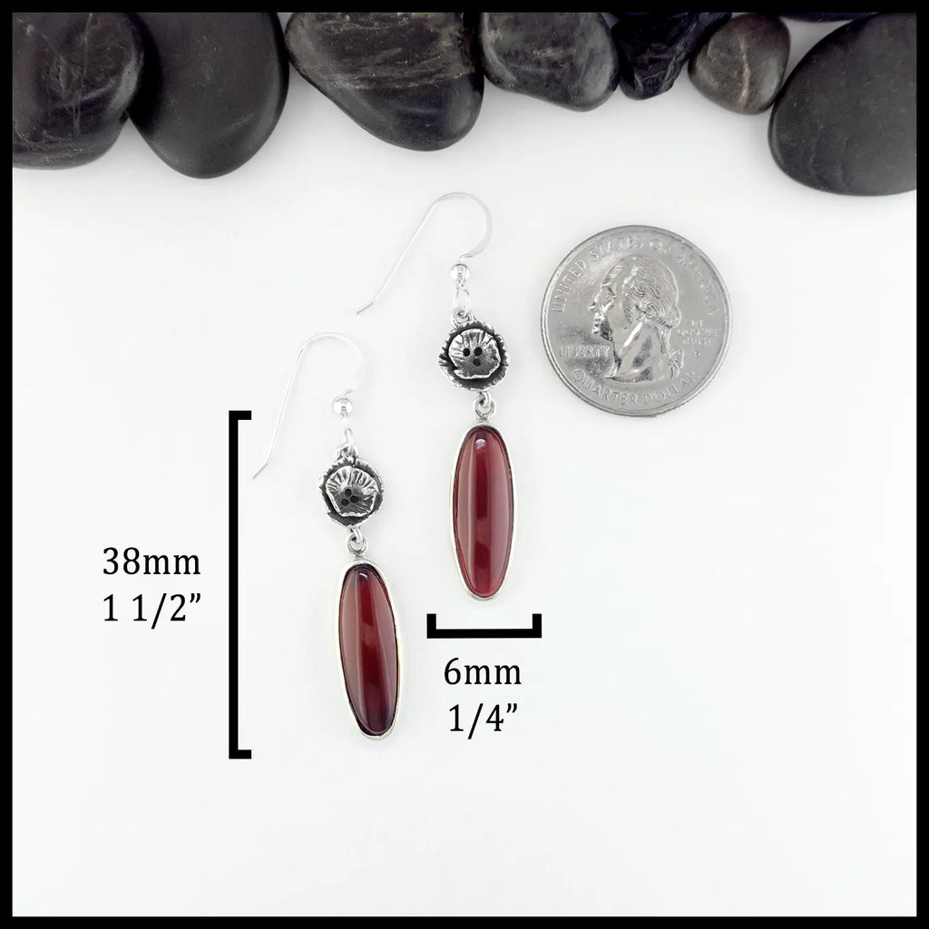 Abstract Flower Carnelian Drop Earrings