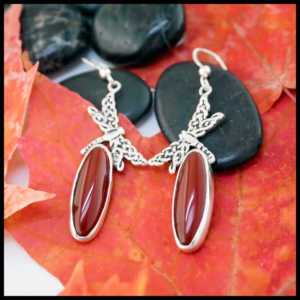 Dragonfly Carnelian Drop Earrings