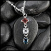Garnet, White topaz, and Blue Topaz Patriotic pendant in Sterling Silver