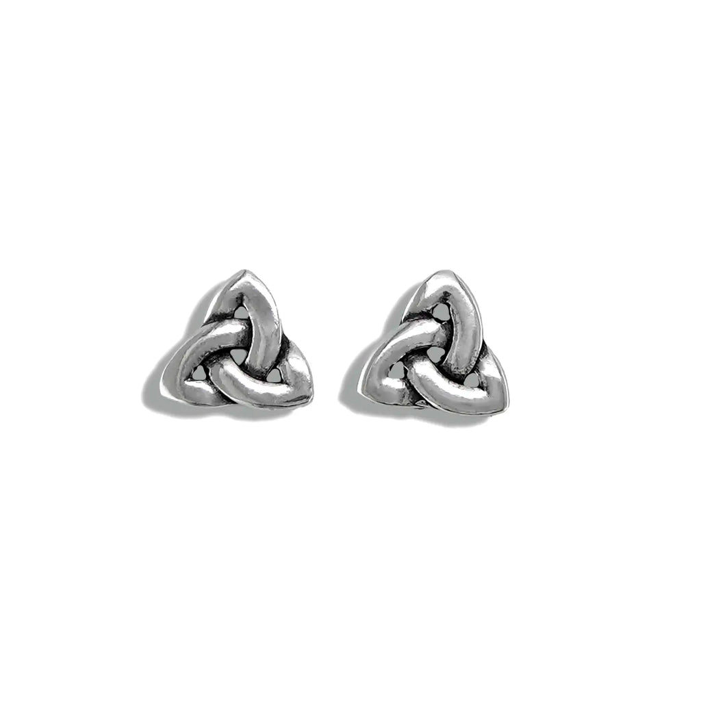 Simple Triquetra Post Earrings in Silver