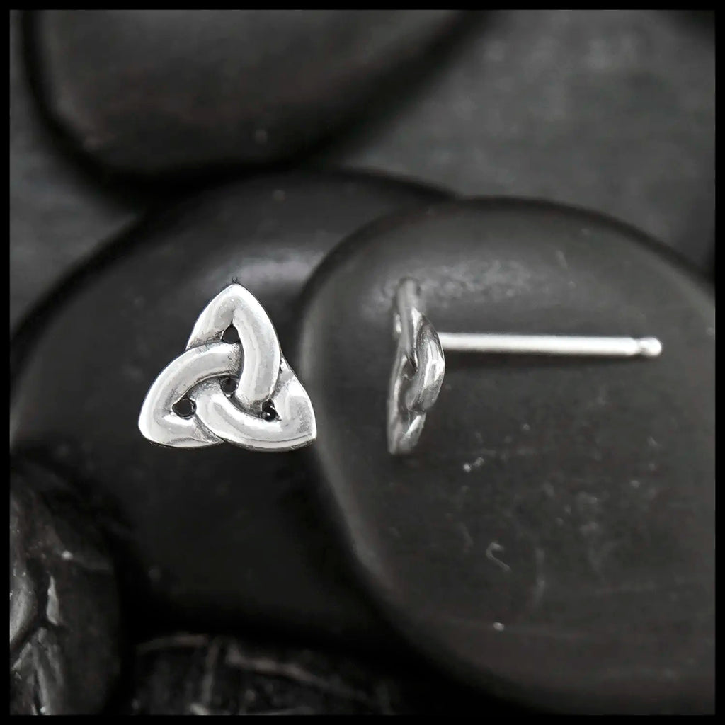 Simple Triquetra Post Earrings in Silver