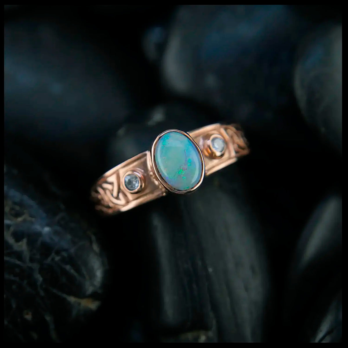 Limited Edition Opal & Diamond Celtic Knot Ring, 14K Gold – Walker