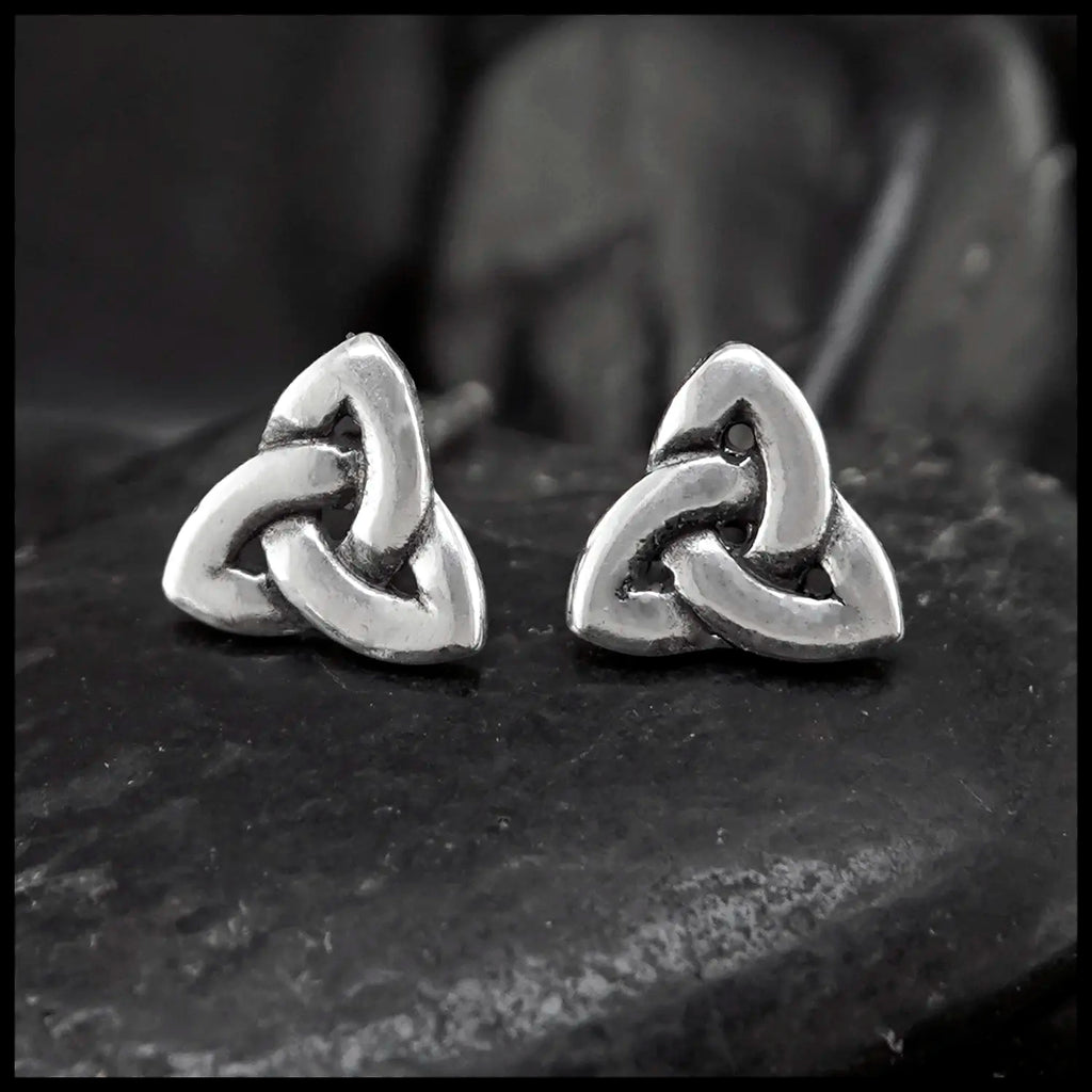 Simple Triquetra Post Earrings in Silver