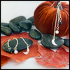 Sterling Silver crescent moon chained drop earrings with onyx and howlite beads