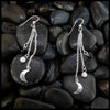 Sterling Silver crescent moon chained drop earrings with onyx and howlite beads