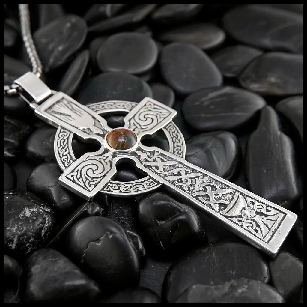 Colum Cille Pectoral Cross Pendant in Sterling Silver