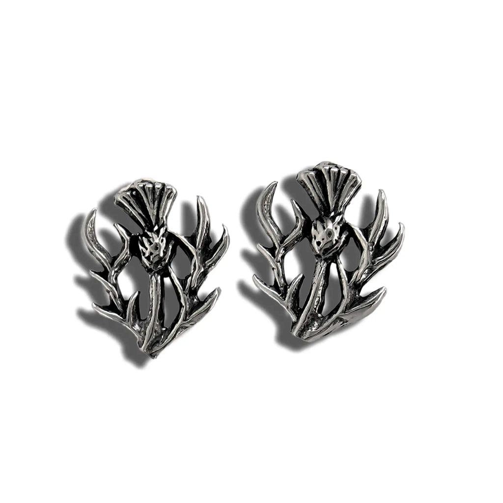 Scottish Thistle Post Earrings in Silver