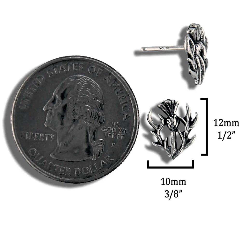 Scottish Thistle Post Earrings in Silver