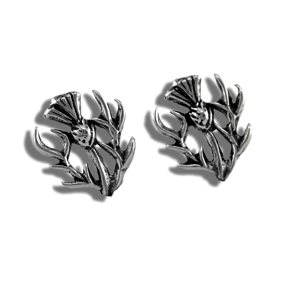 Scottish Thistle Post Earrings in Silver