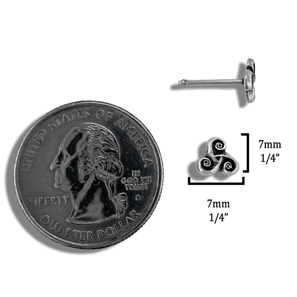 Triskele Post Earrings in Silver