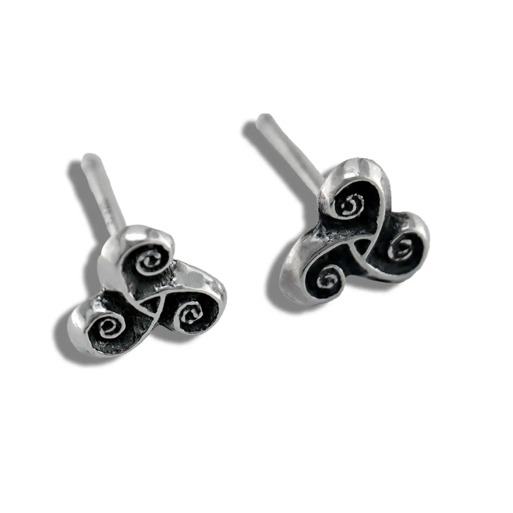 Triskele Post Earrings in Silver