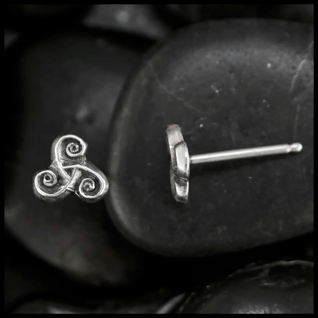 Triskele Post Earrings in Silver