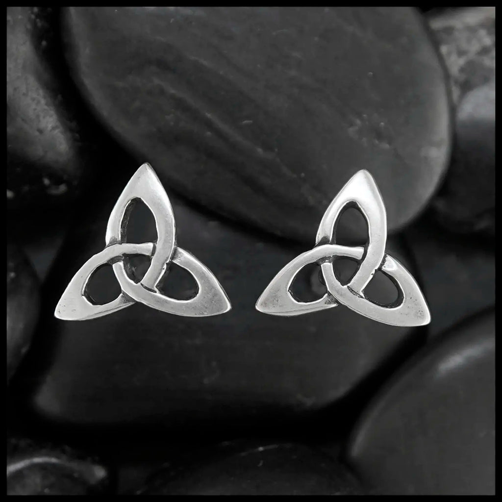 Small Open Triquetra Post Earrings in Silver