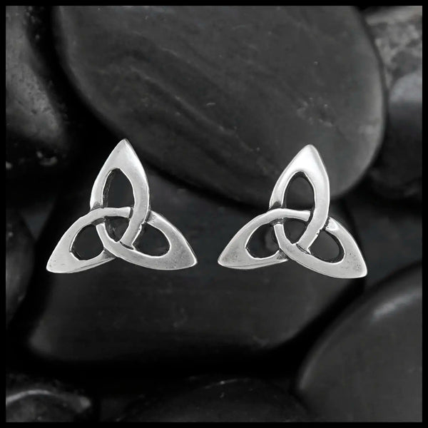 Small Open Triquetra Post Earrings in Silver