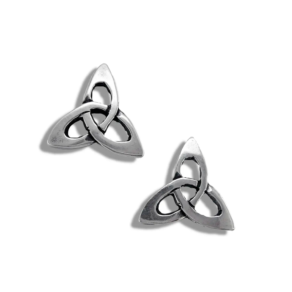 Small Open Triquetra Post Earrings in Silver