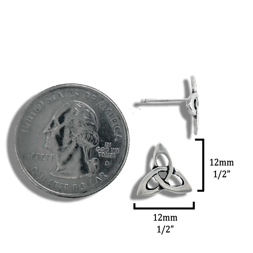 Small Open Triquetra Post Earrings in Silver