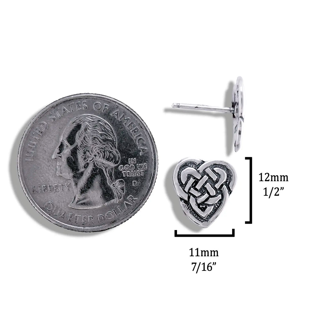 Maggie's Heart Knot Drop or Post Earrings in Silver