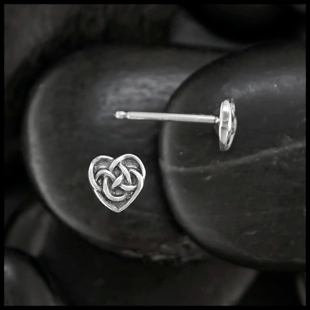 Robin's Heart Post Earrings in Sterling Silver