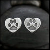 Paw Print Heart Post Earrings