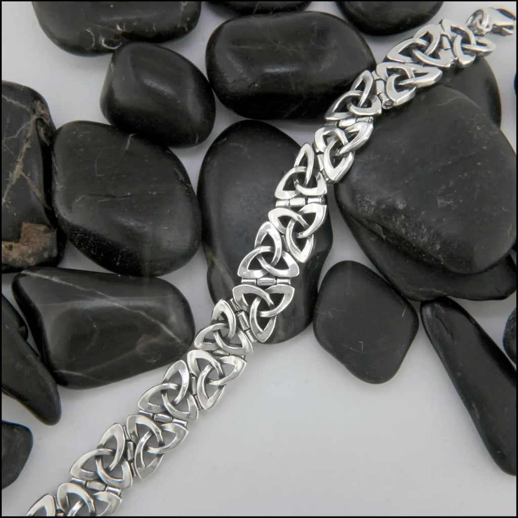 Sterling Silver Open Trinity Knot bracelets with interlinking hinge-style links