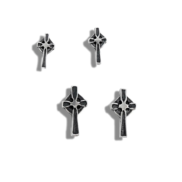 Celtic Cross Post Earrings in Silver
