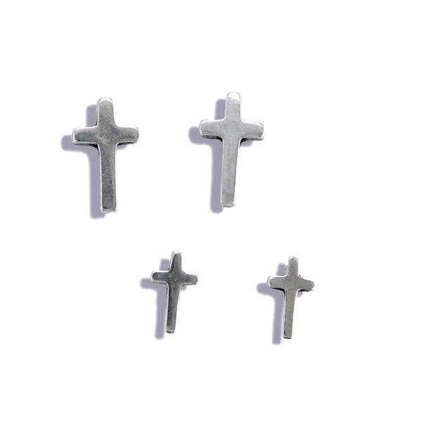 Cross Post Earrings in Sterling Silver