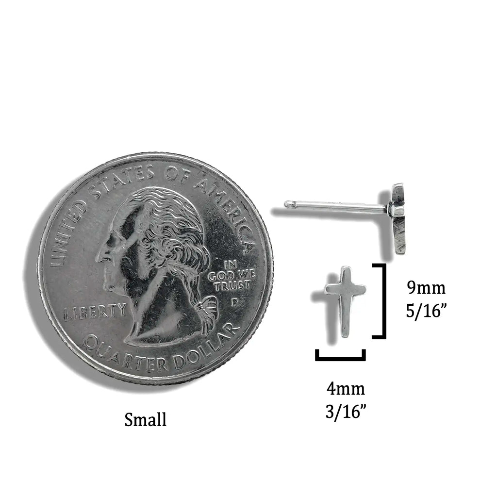 Cross Post Earrings in Sterling Silver