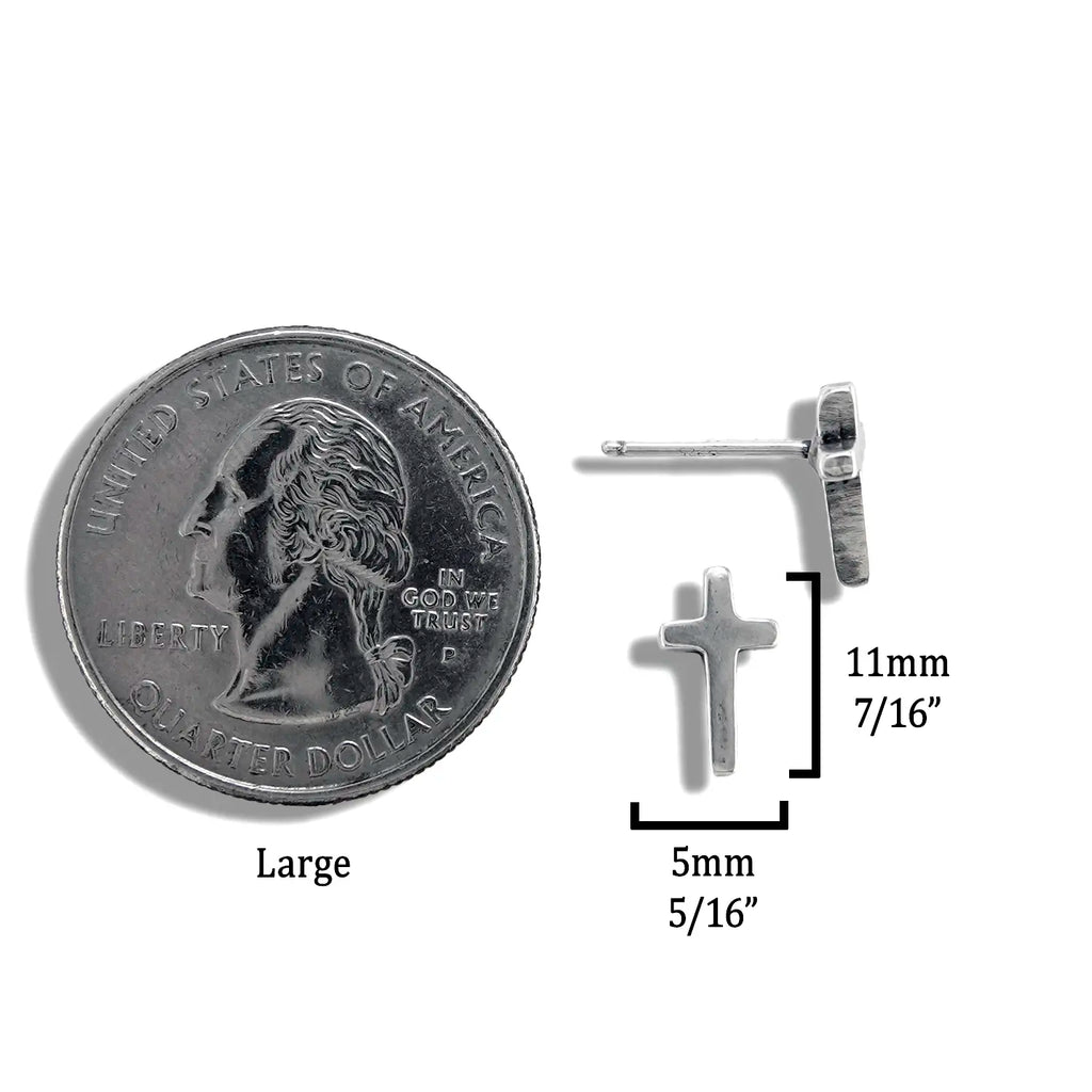 Cross Post Earrings in Sterling Silver