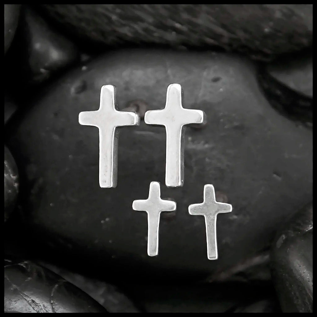 Cross Post Earrings in Sterling Silver