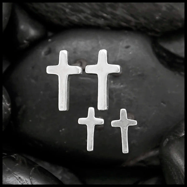 Cross Post Earrings in Sterling Silver