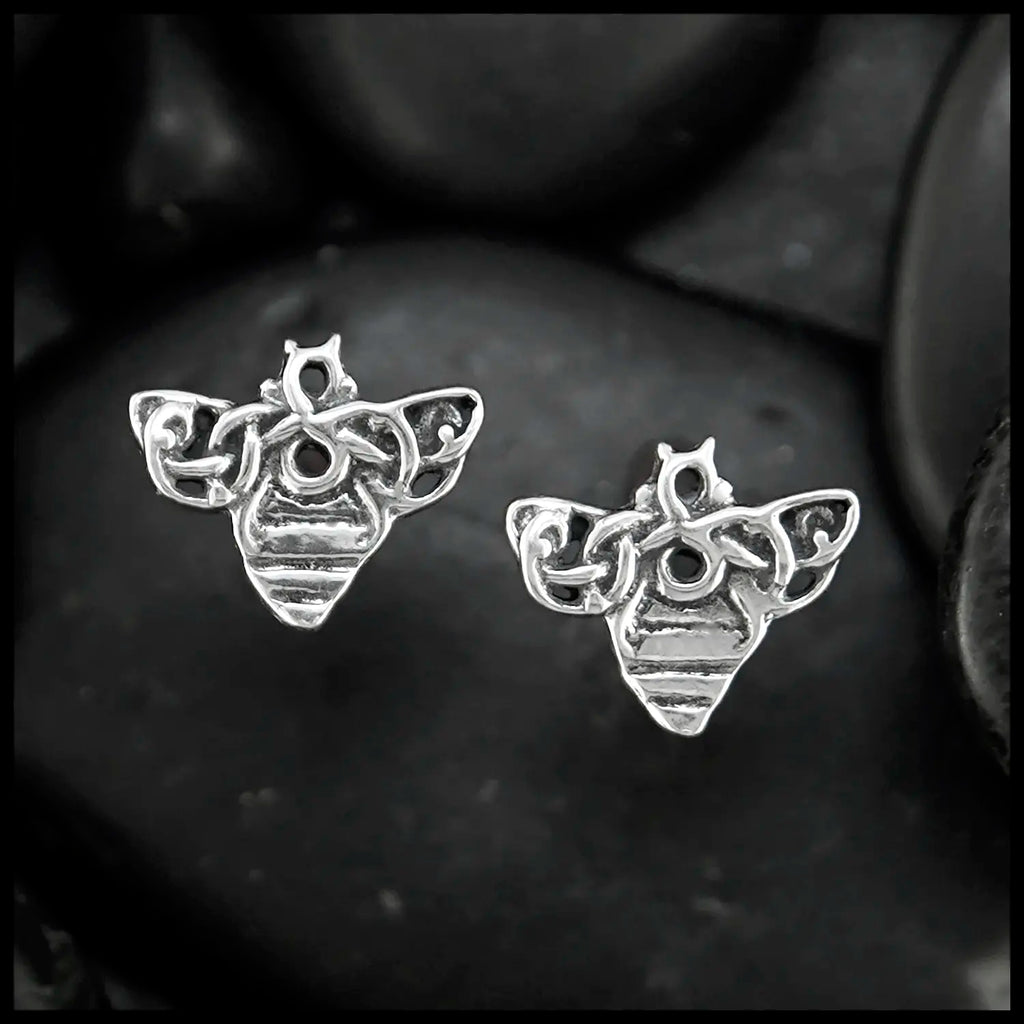 Celtic Bee Post Earrings in Sterling Silver