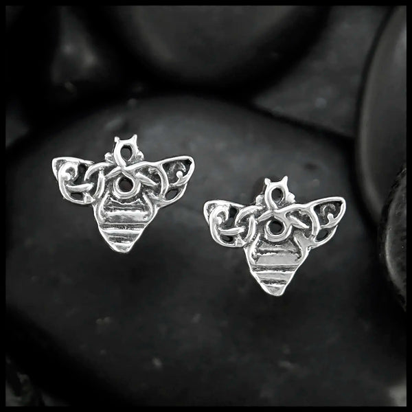 Celtic Bee Post Earrings in Sterling Silver