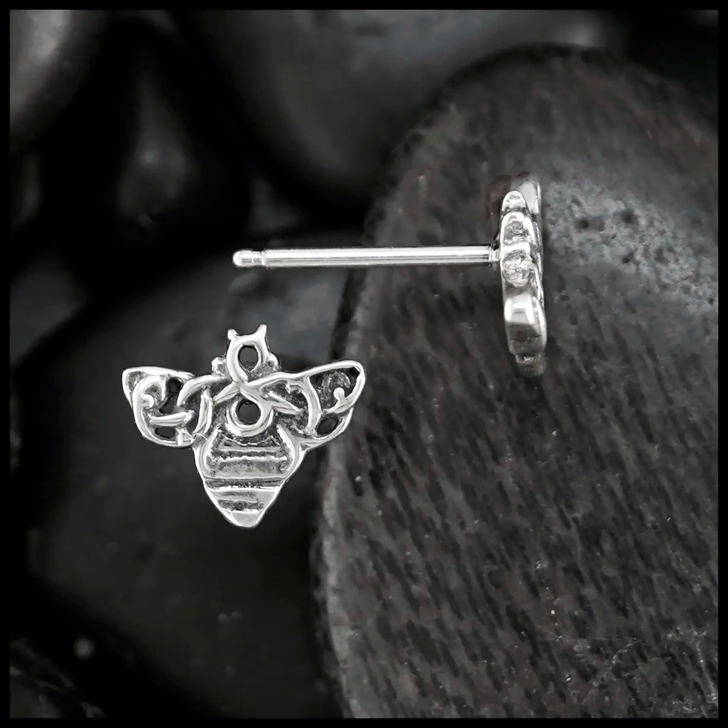 Celtic Bee Post Earrings in Sterling Silver