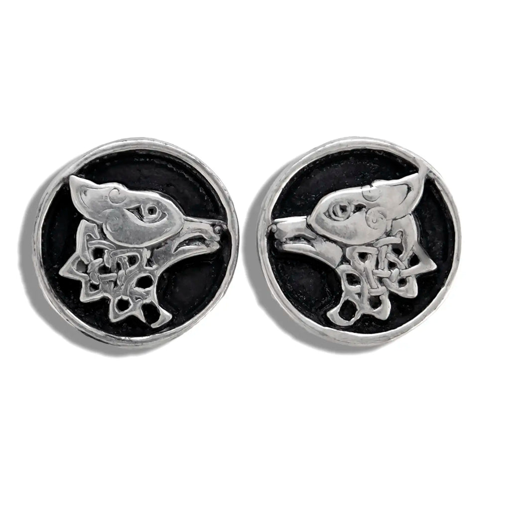 Celtic Wolf Post Earrings in Sterling Silver