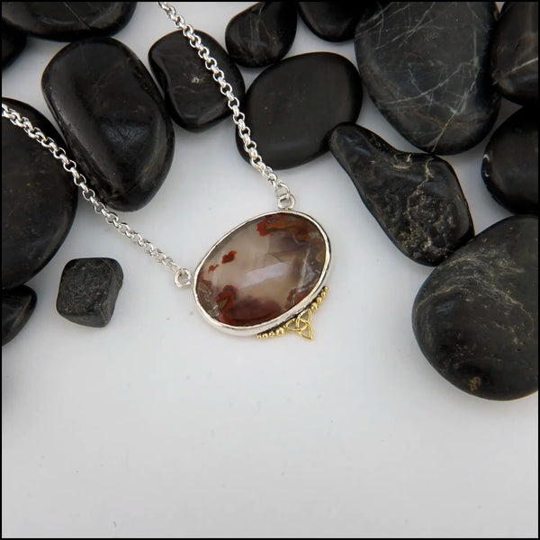 Seam Agate Pendant in Sterling Silver and 18K Gold