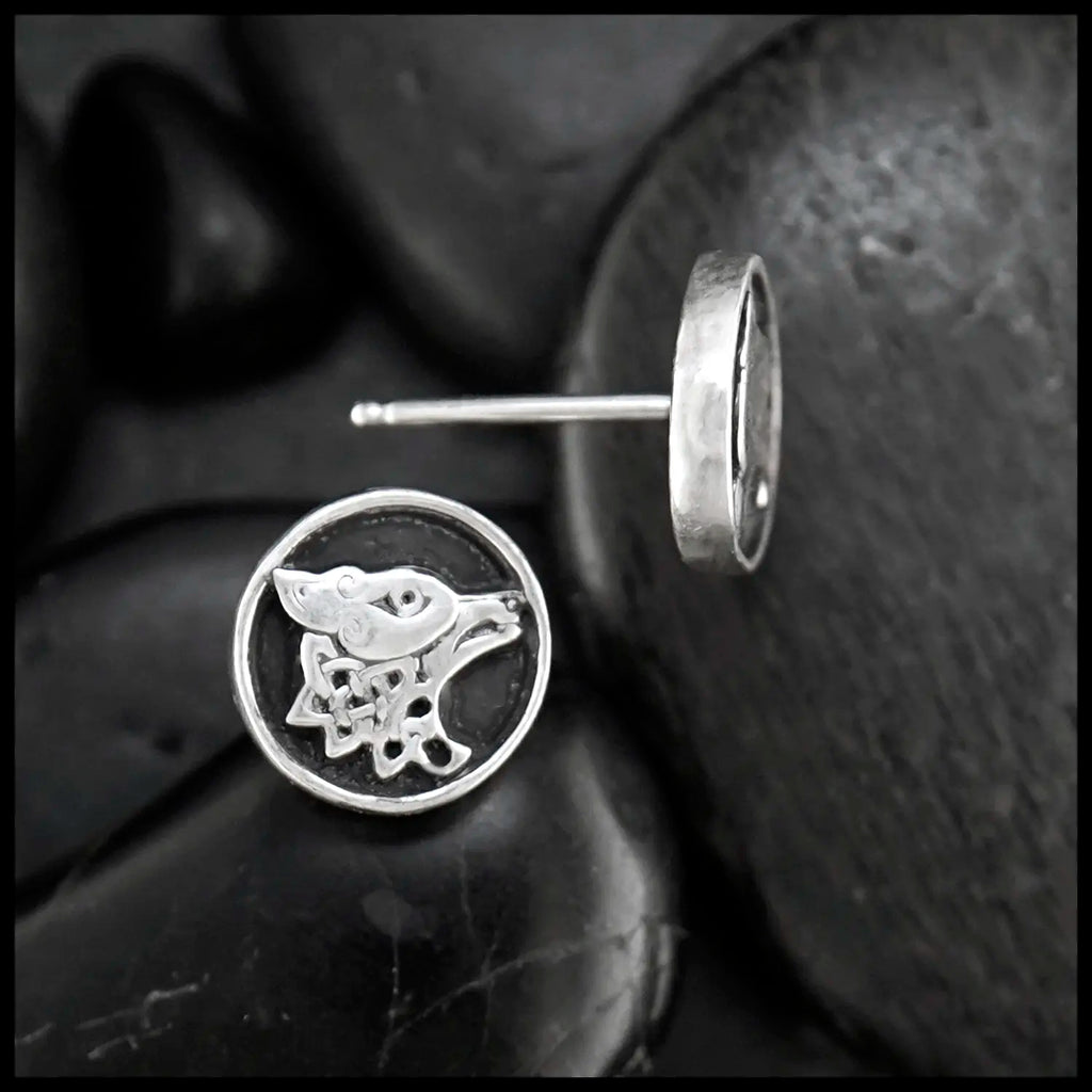 Celtic Wolf Post Earrings in Sterling Silver
