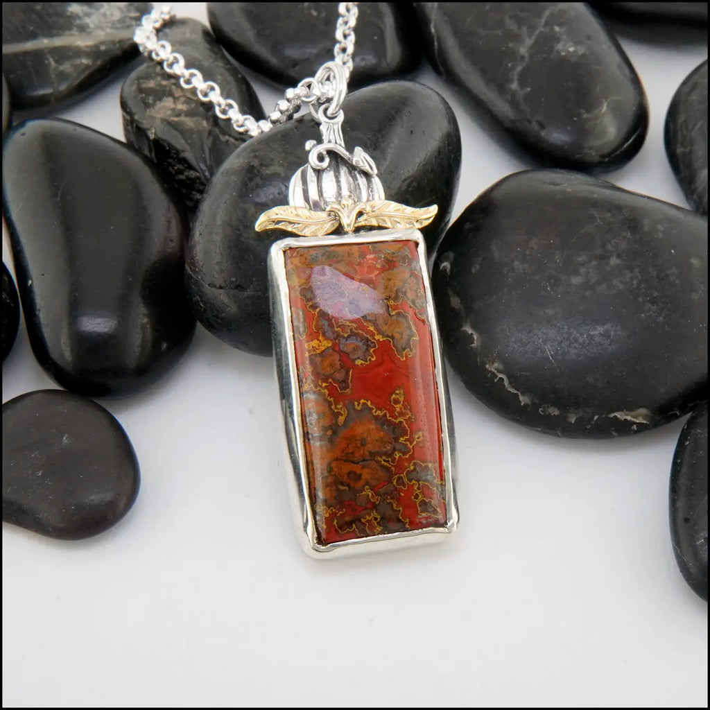 Red Jasper Pendant In Sterling Silver and 18K Gold
