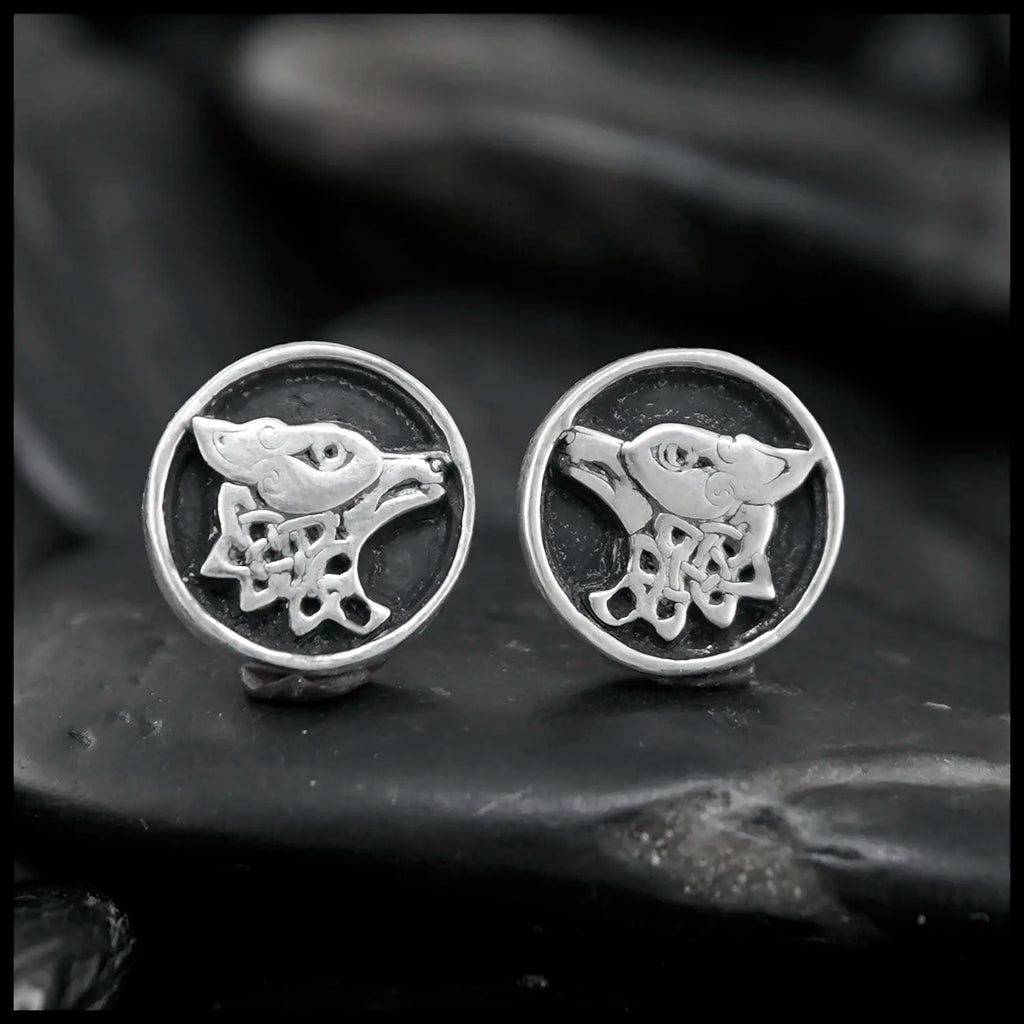 Celtic Wolf Post Earrings in Sterling Silver