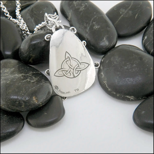 Trinity Knot Engraving on Reverse of Sterling Silver Pendant