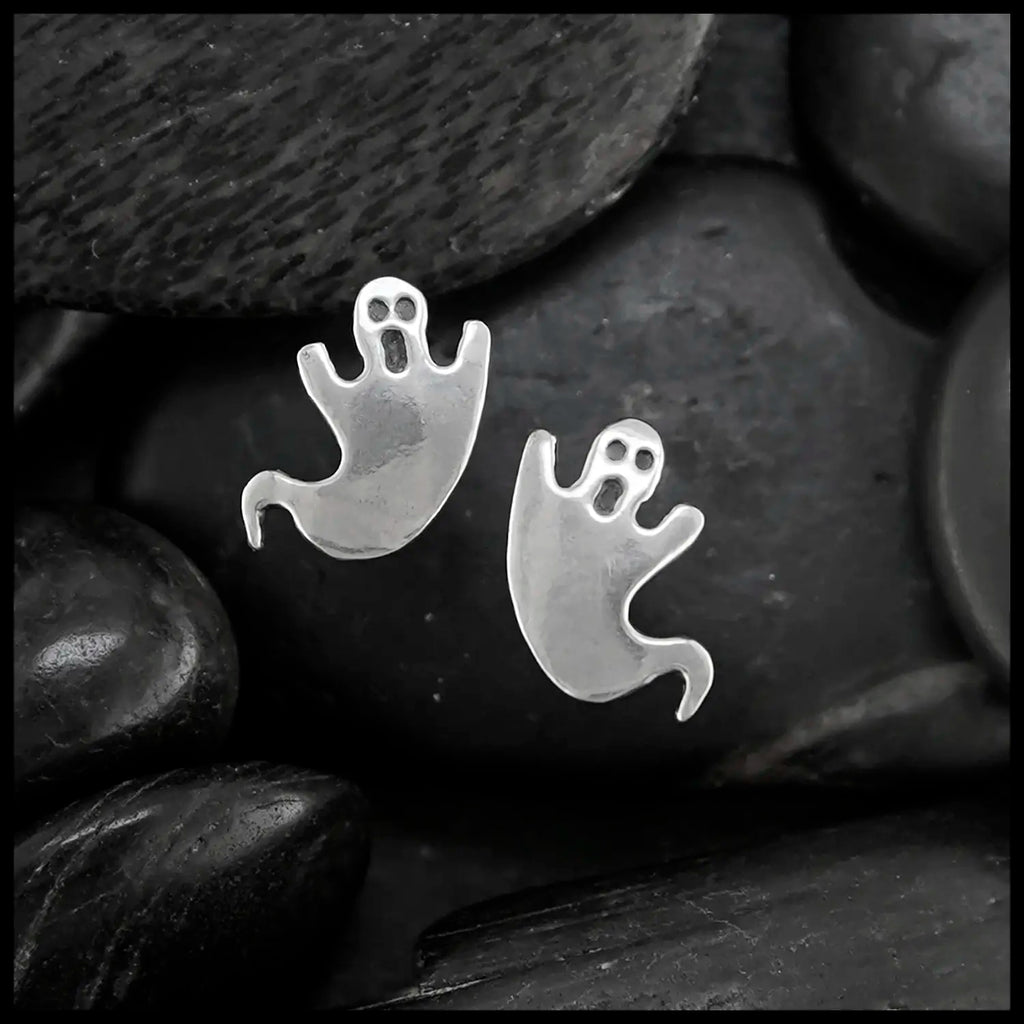 Ghost Post Earrings in Silver