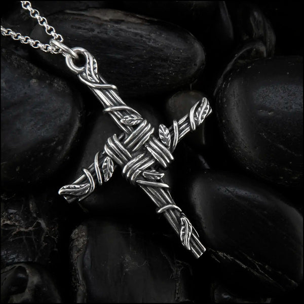 Saint Brigid's Ivy Cross in Sterling Silver- Extra Large