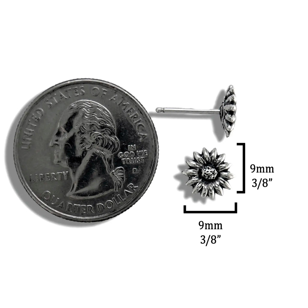 Sterling Silver Sunflower Post Earrings
