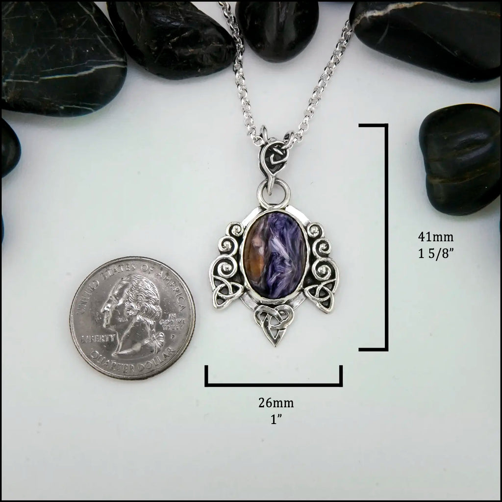 Charoite Pendant in Sterling Silver 26mmx41mm