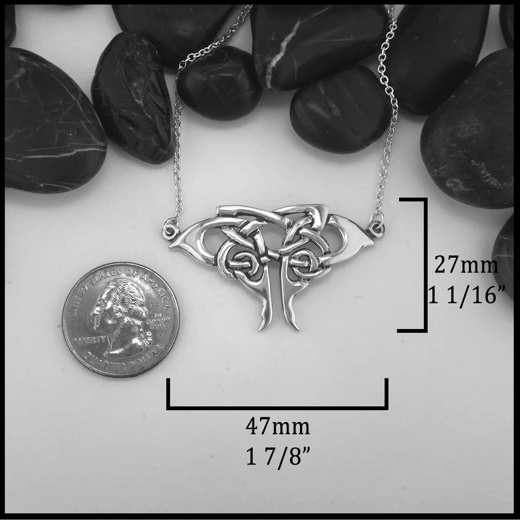 Large Moth Pendant in Sterling Silver 27mmx47mm