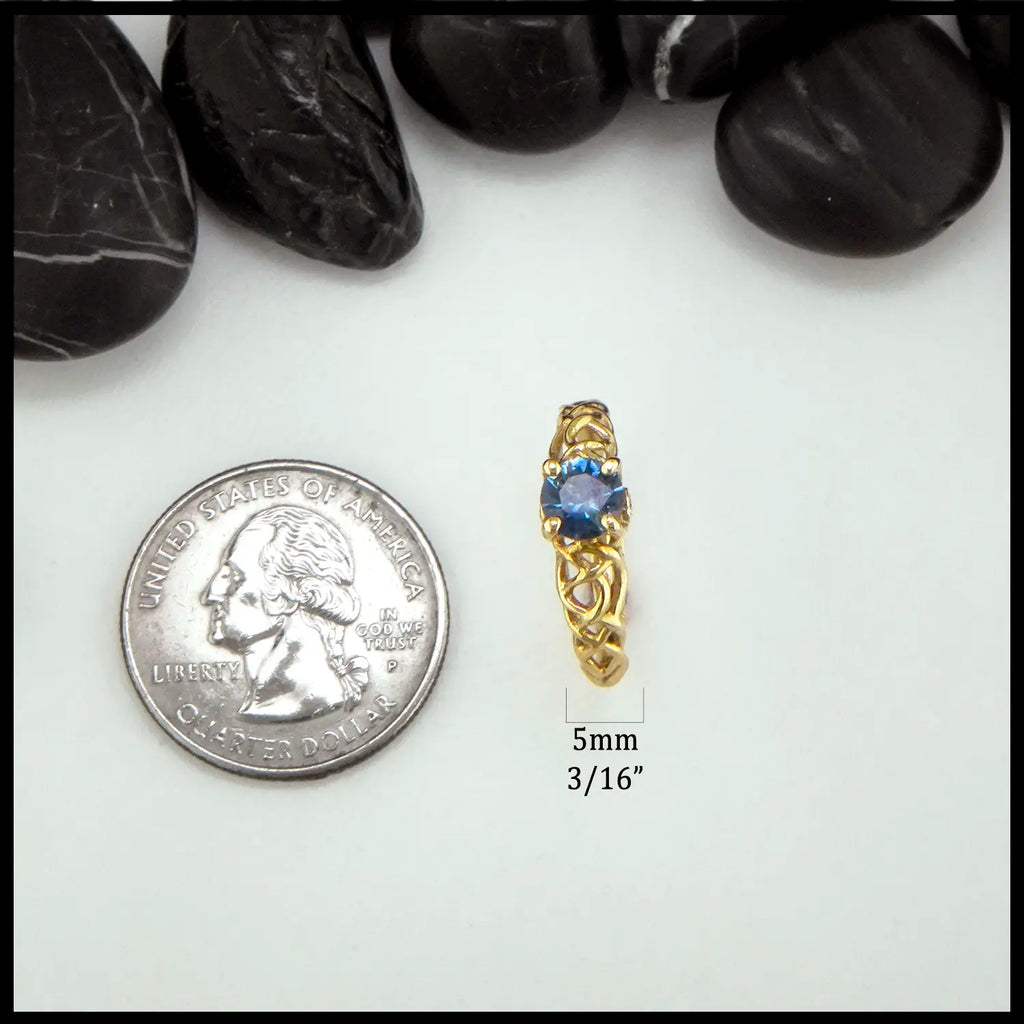 Montana Sapphire and Diamond Celtic Engagement Ring in 14K Yellow Gold 5mm Face