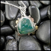Moss Agate Pendant in Sterling Silver and 14K/18K Gold