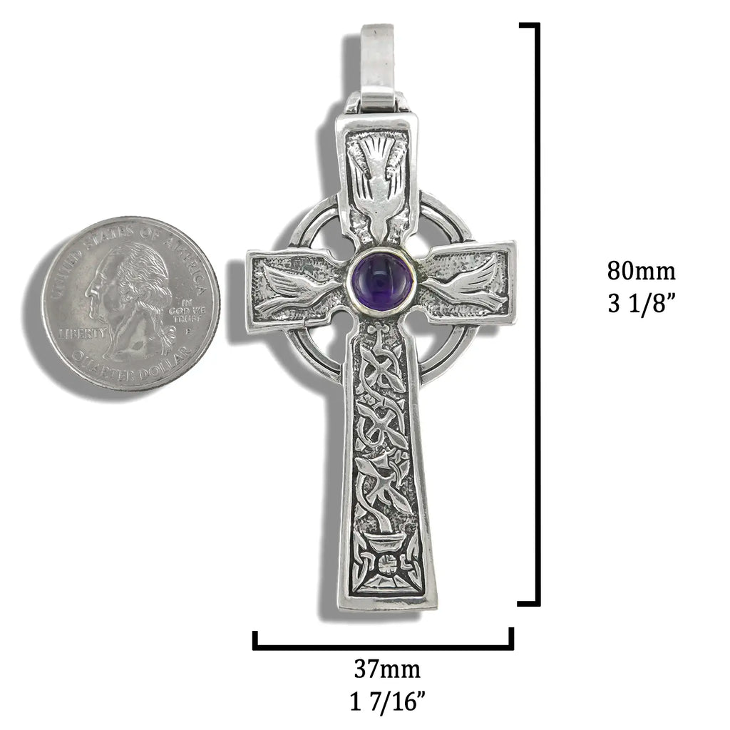 Sterling Silver Colum Cille Celtic Cross Pendant