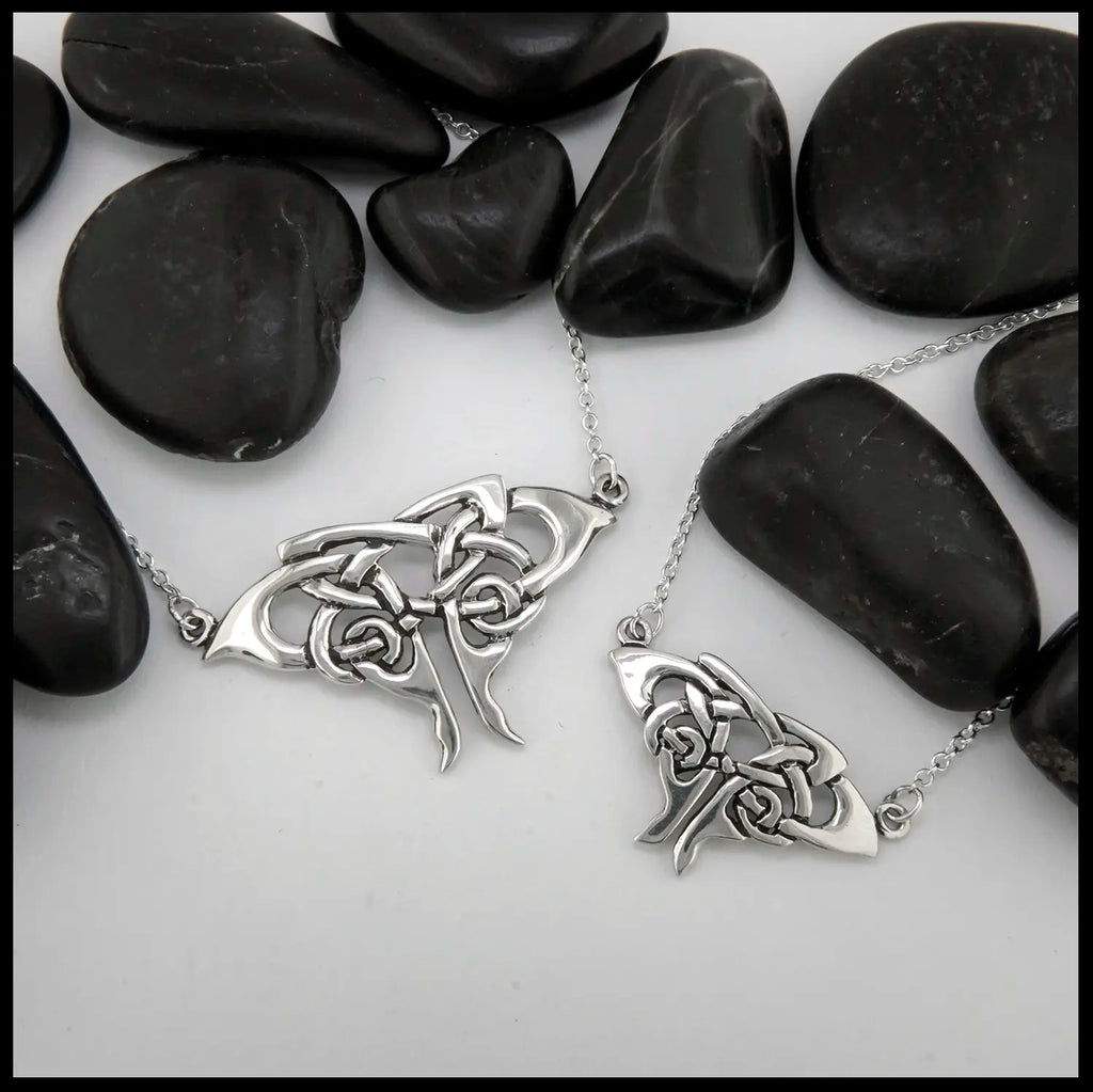 Celtic Moth Pendants in Two Sizes, Sterling Silver
