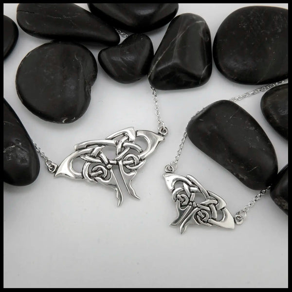 Celtic Moth Pendants in Two Sizes, Sterling Silver