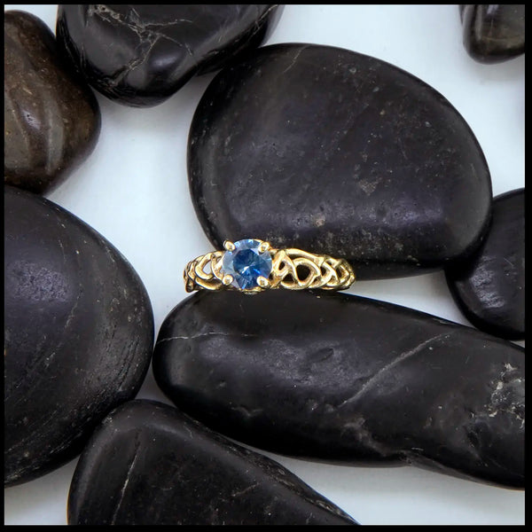 Montana Sapphire and Diamond Celtic Engagement Ring in 14K Yellow Gold